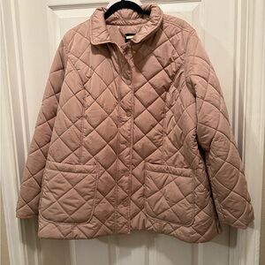 NWT Isaac Mizrahi live Quilted Barn Tan Jacket full zip & snap closure XL warm